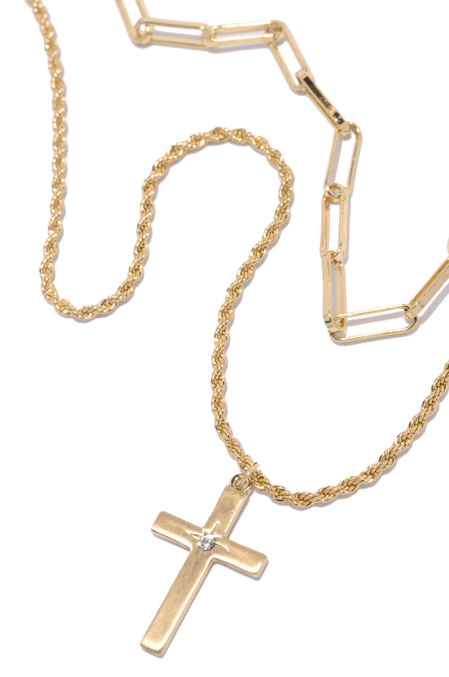 Load image into Gallery viewer, Gold Tone Necklace With Cross Pendant Detailing 

