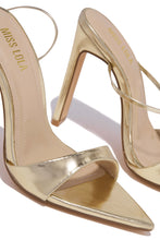 Load image into Gallery viewer, Gold Lace Up heels 
