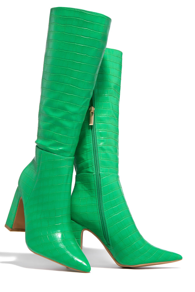 Load image into Gallery viewer, Green Chunky Heel Boots
