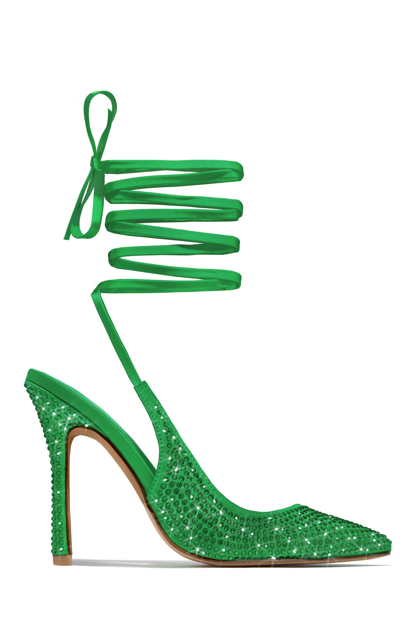 Miss Lola Green Embellished Lace Up Pumps MISS LOLA
