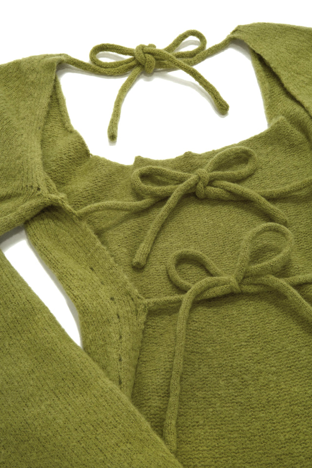 Load image into Gallery viewer, Green Open Back Sweater Dress
