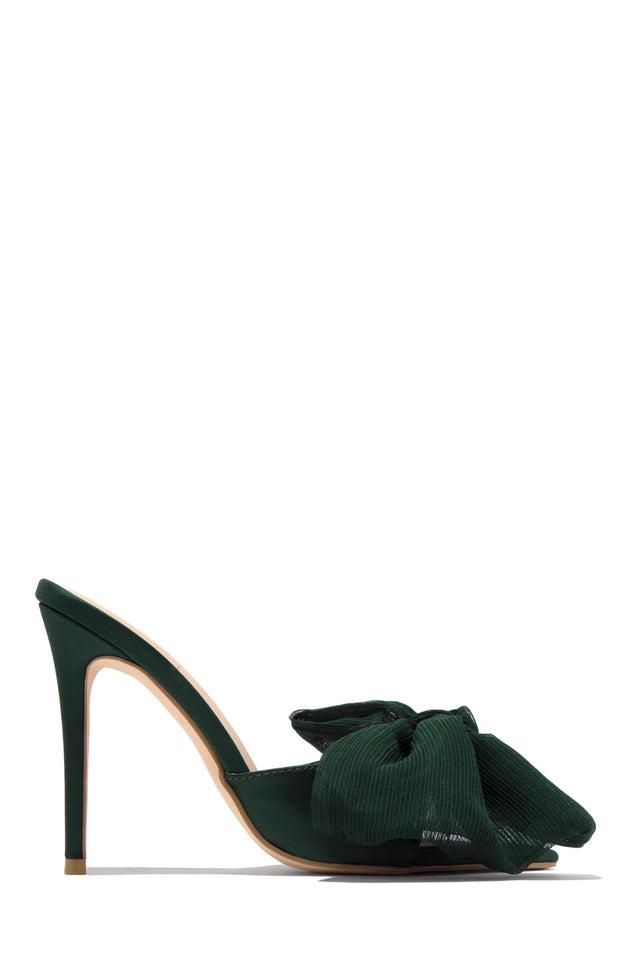 Load image into Gallery viewer, Karissa Bow Tie High Heel Mules - Green
