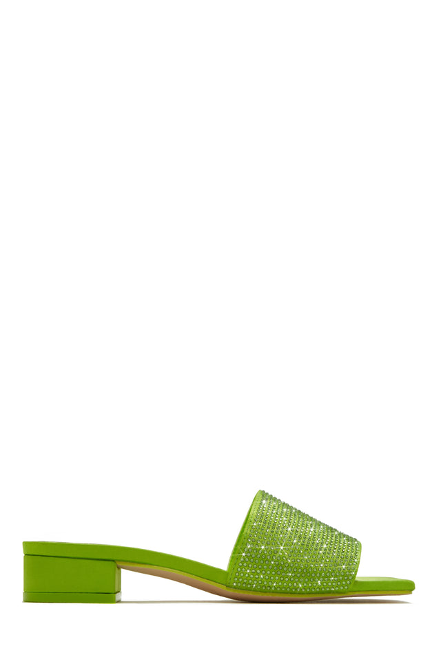 Load image into Gallery viewer, Green Embellished Slide Sandals
