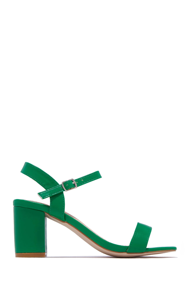 Load image into Gallery viewer, Green PU Ankle Strap Block Heels
