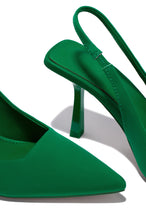 Load image into Gallery viewer, Green Lycra Pointed Toe Pumps
