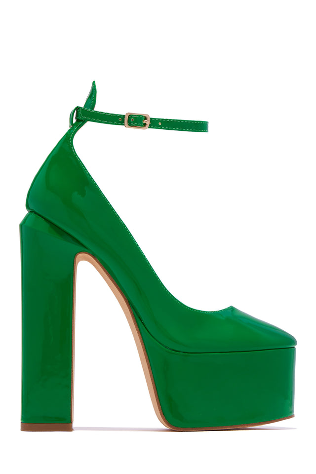 Load image into Gallery viewer, Green Platform Block High Heels
