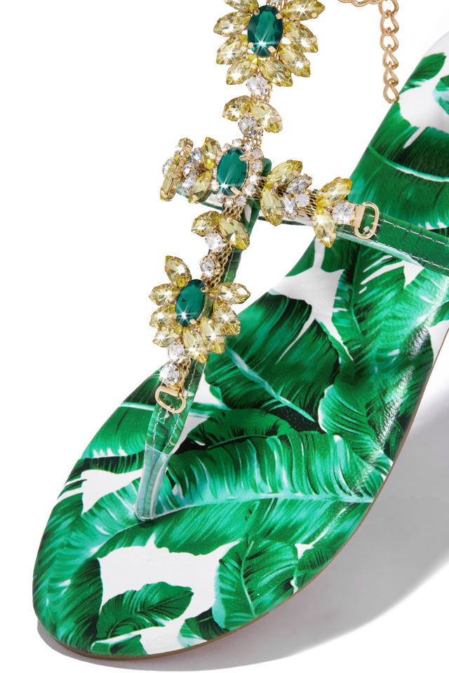 Load image into Gallery viewer, Green Print Sandals
