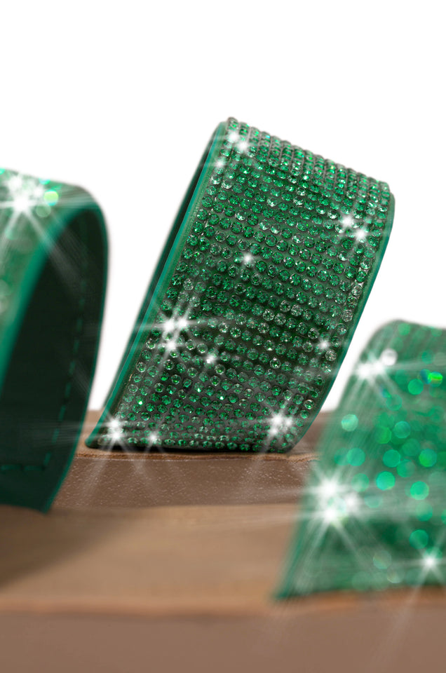 Load image into Gallery viewer, Green Bling Sandals
