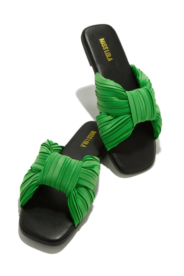 Load image into Gallery viewer, Green Slip On Sandals
