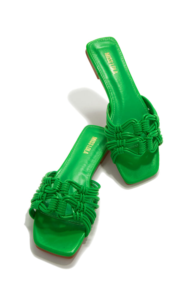 Load image into Gallery viewer, Green Flat Slip On Sandals
