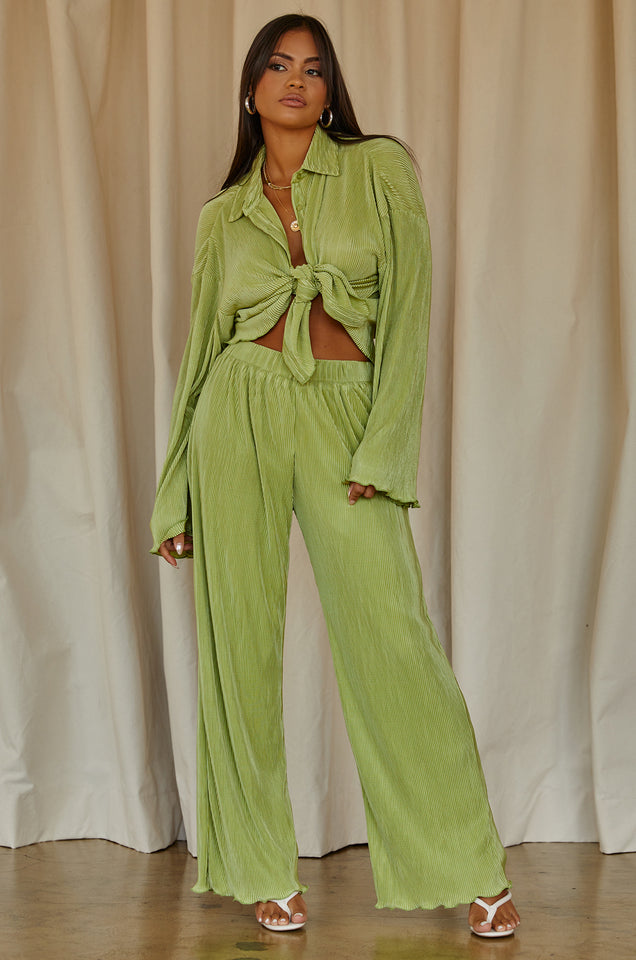 Load image into Gallery viewer, Green Pant and Button Down Top Set
