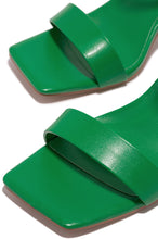 Load image into Gallery viewer, Green Open Square Toe Heels
