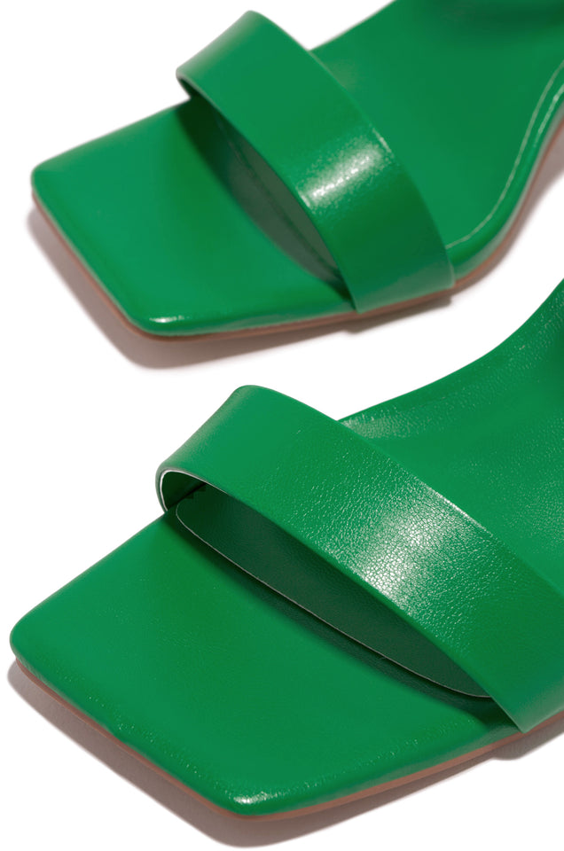 Load image into Gallery viewer, Green Open Square Toe Heels
