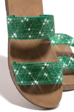 Load image into Gallery viewer, Green Rhinestone Slides
