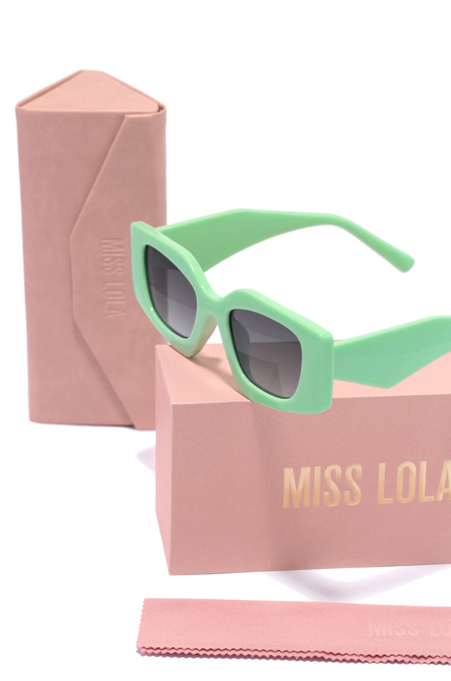 Load image into Gallery viewer, Green Sunglasses With Pink Sunglass Case
