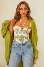 Load image into Gallery viewer, Cream and Green Corset Top
