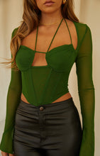 Load image into Gallery viewer, Hunter Green Power Mesh Corset Top

