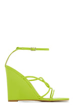 Load image into Gallery viewer, Ankle Strap Closure Lime Wedge Heel

