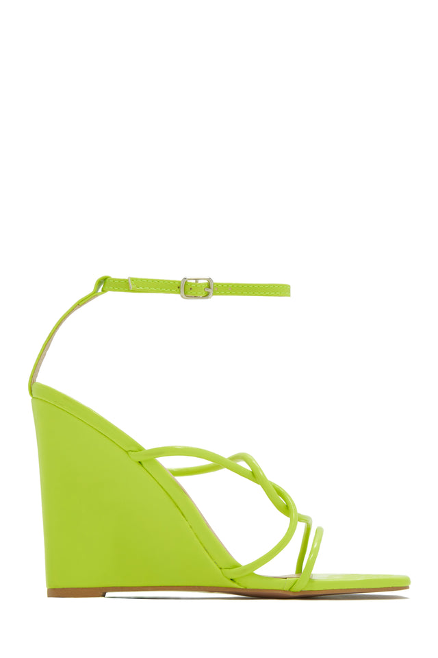 Load image into Gallery viewer, Lime Green Ankle Strap Closure Wedge
