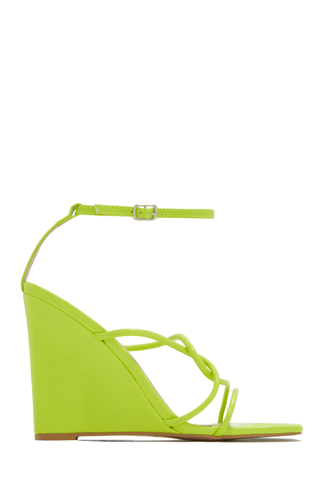 Green Ankle Strap Wedge Heel with Front Twist Detail
