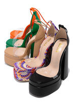 Load image into Gallery viewer, Heels Available In Orange, Green, Nude, Multi, And Black
