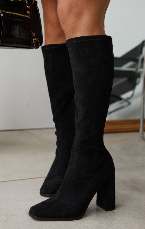 Load image into Gallery viewer, Black Suede Knee High Boots
