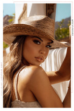 Load image into Gallery viewer, Desert Sunsets Palm Leaf Straw Hat - Nude
