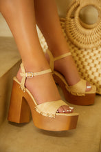 Load image into Gallery viewer, Model Wearing Natural Platform Chunky High Heels
