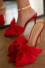 Load image into Gallery viewer, Red Bow Tie High Heel Mules
