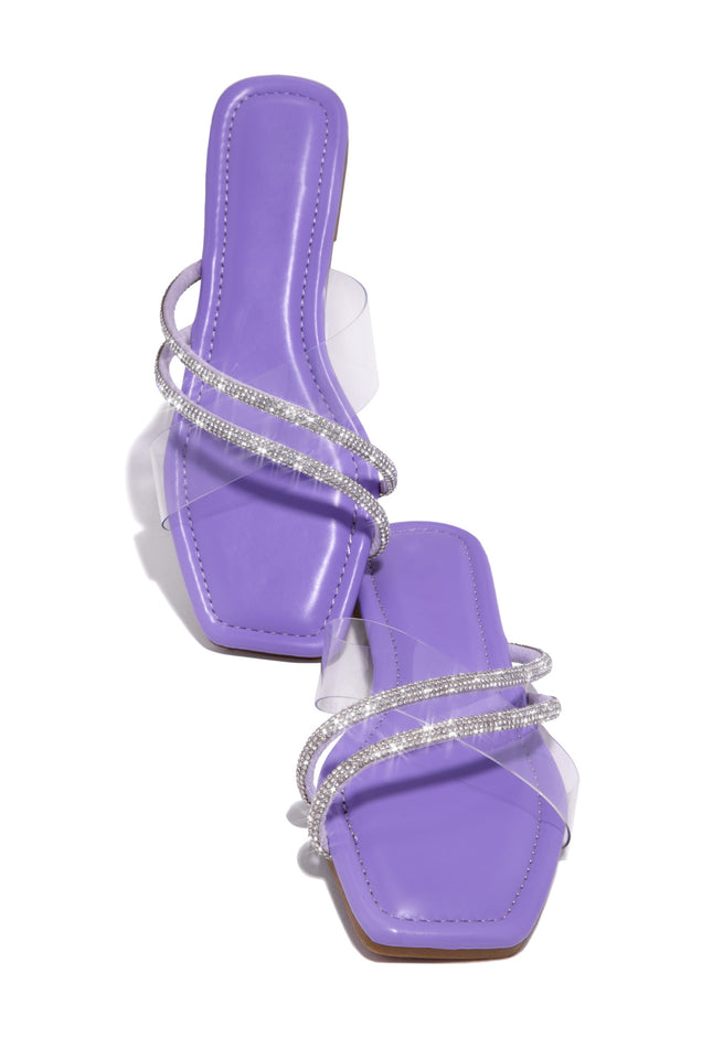 Load image into Gallery viewer, Lavender Slide Sandals with Embellished Straps

