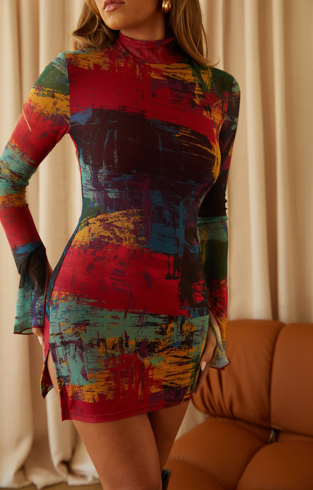 Load image into Gallery viewer, Multi Color Abstract Printed Mini Dress
