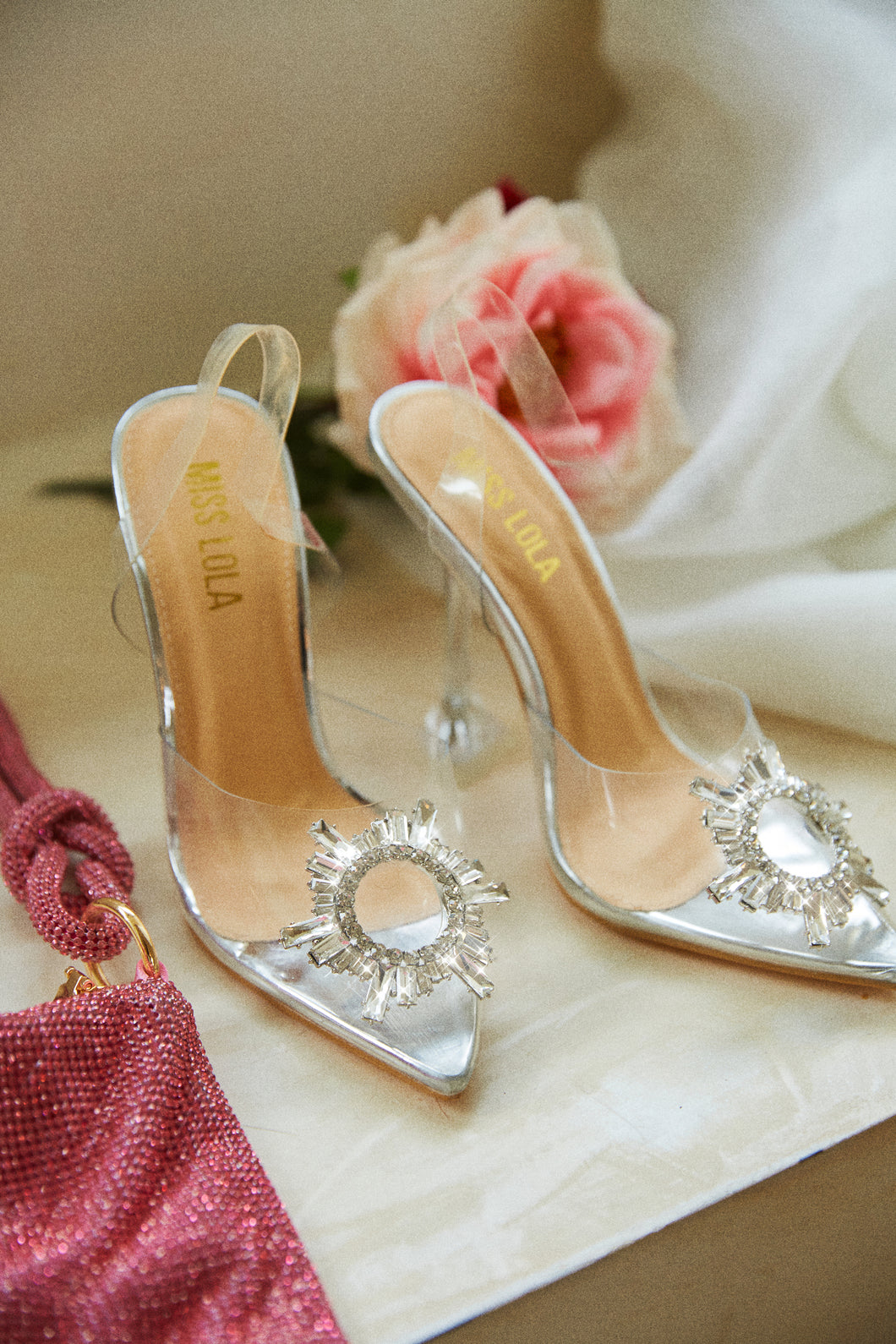 Silver-Tone Embellished Heels