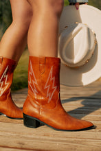 Load image into Gallery viewer, Mainstage Moment Stacked Heel Boots - Cognac
