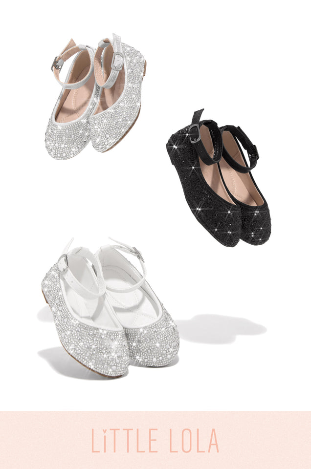 Load image into Gallery viewer, Little Lola Flats Available In White, Black, And Silver
