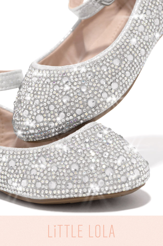 Load image into Gallery viewer, Little Lola Embellished Silver Flats 
