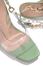 Load image into Gallery viewer, Green Slingback Clear High Heels

