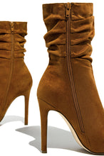 Load image into Gallery viewer, Solemate Ruched Detailed Ankle Heel Boots - Tan
