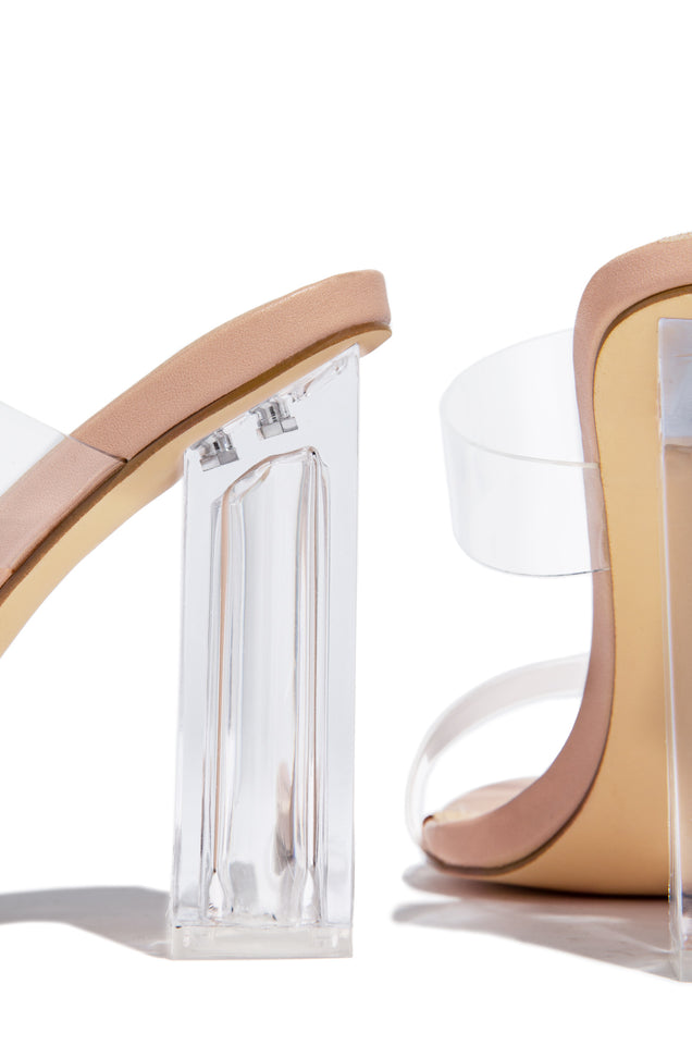 Load image into Gallery viewer, Nude Clear Chunky Heels
