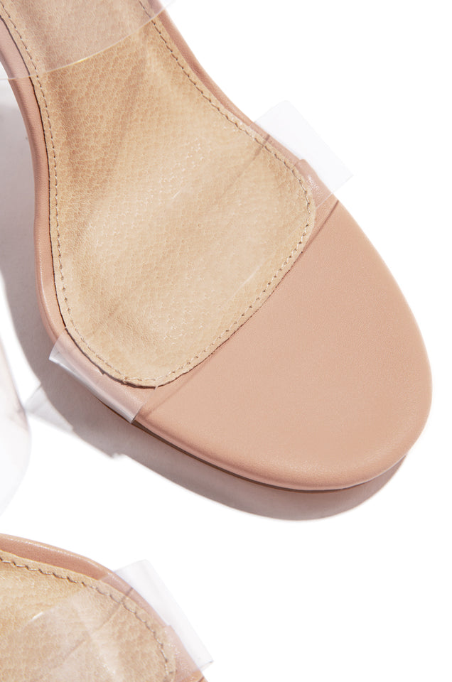Load image into Gallery viewer, Nude Clear Strap Mule Heels
