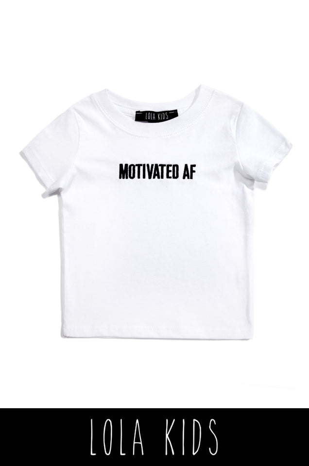 Load image into Gallery viewer, Motivated AF Kids Tee - White
