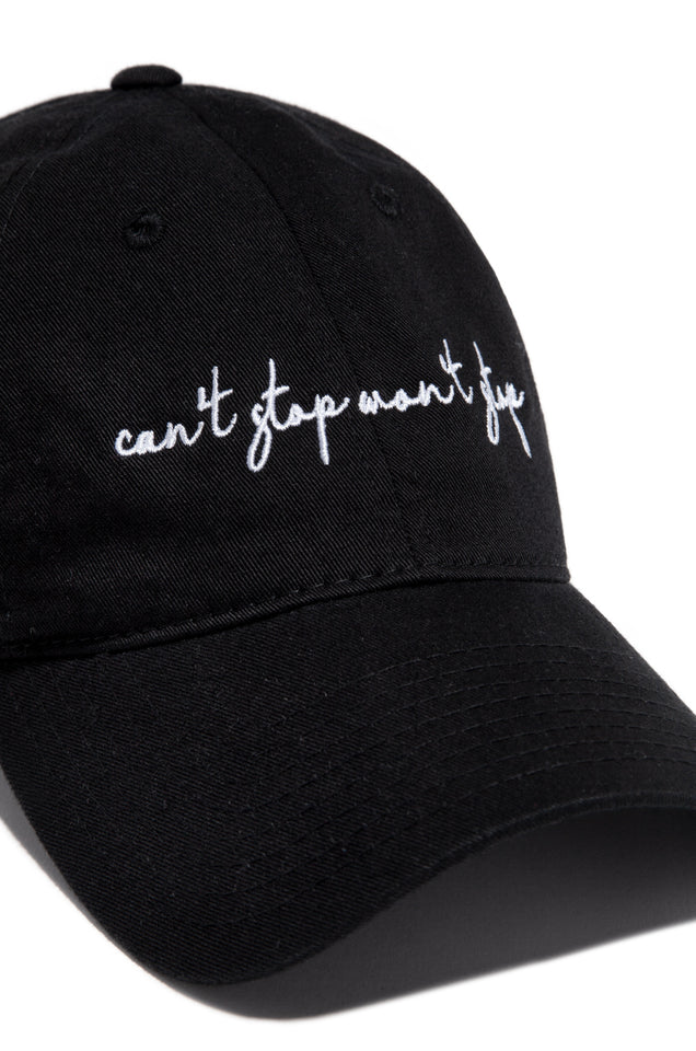 Load image into Gallery viewer, Can&#39;t Stop Won&#39;t Stop Hat - Black

