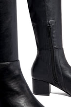 Load image into Gallery viewer, Black PU OTK Boots with Zipper Closure
