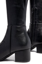 Load image into Gallery viewer, Black PU Mid Block Heel Boots
