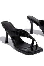 Load image into Gallery viewer, Lyna Mid Heel Mules - Black Croc
