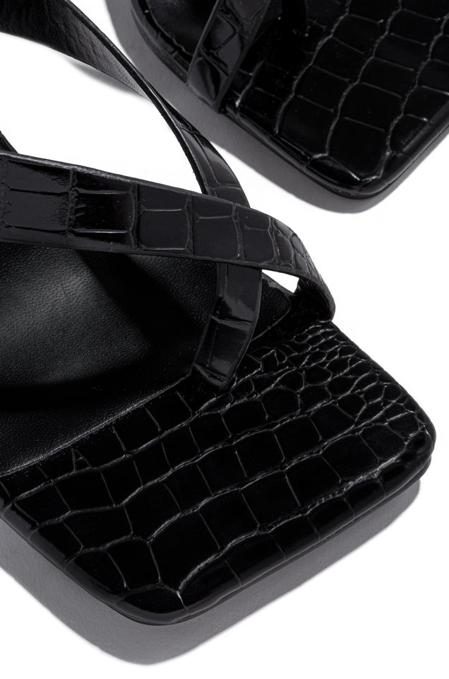 Load image into Gallery viewer, Lyna Mid Heel Mules - Black Croc
