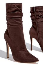 Load image into Gallery viewer, Solemate Ruched Detailed Ankle Heel Boots - Mocha
