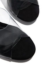 Load image into Gallery viewer, Above Status Clear Strap Block High Heel Mules - Black
