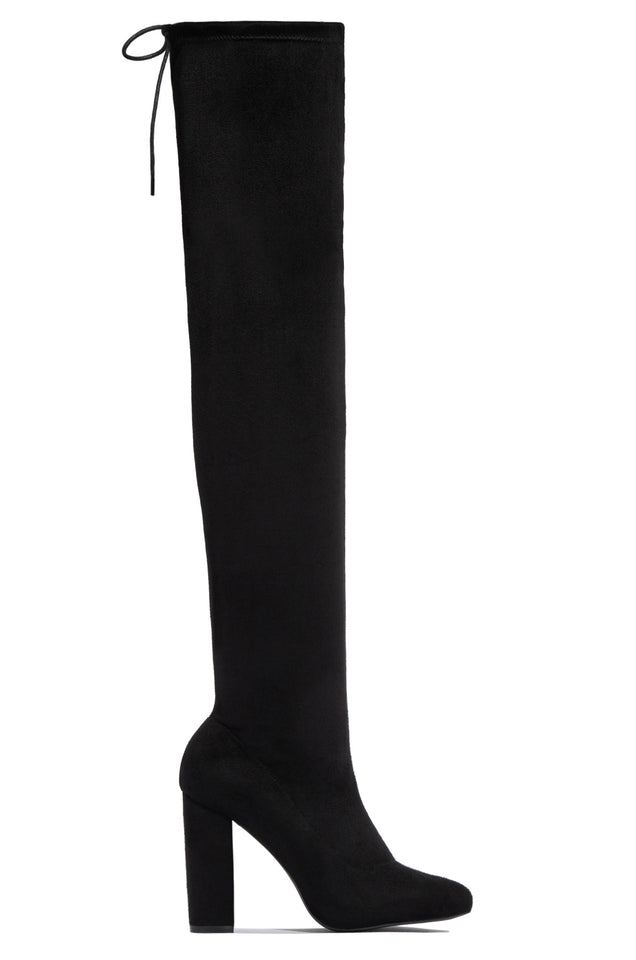 Load image into Gallery viewer, Set The Bar Over The Knee Block High Heel Boots - Black
