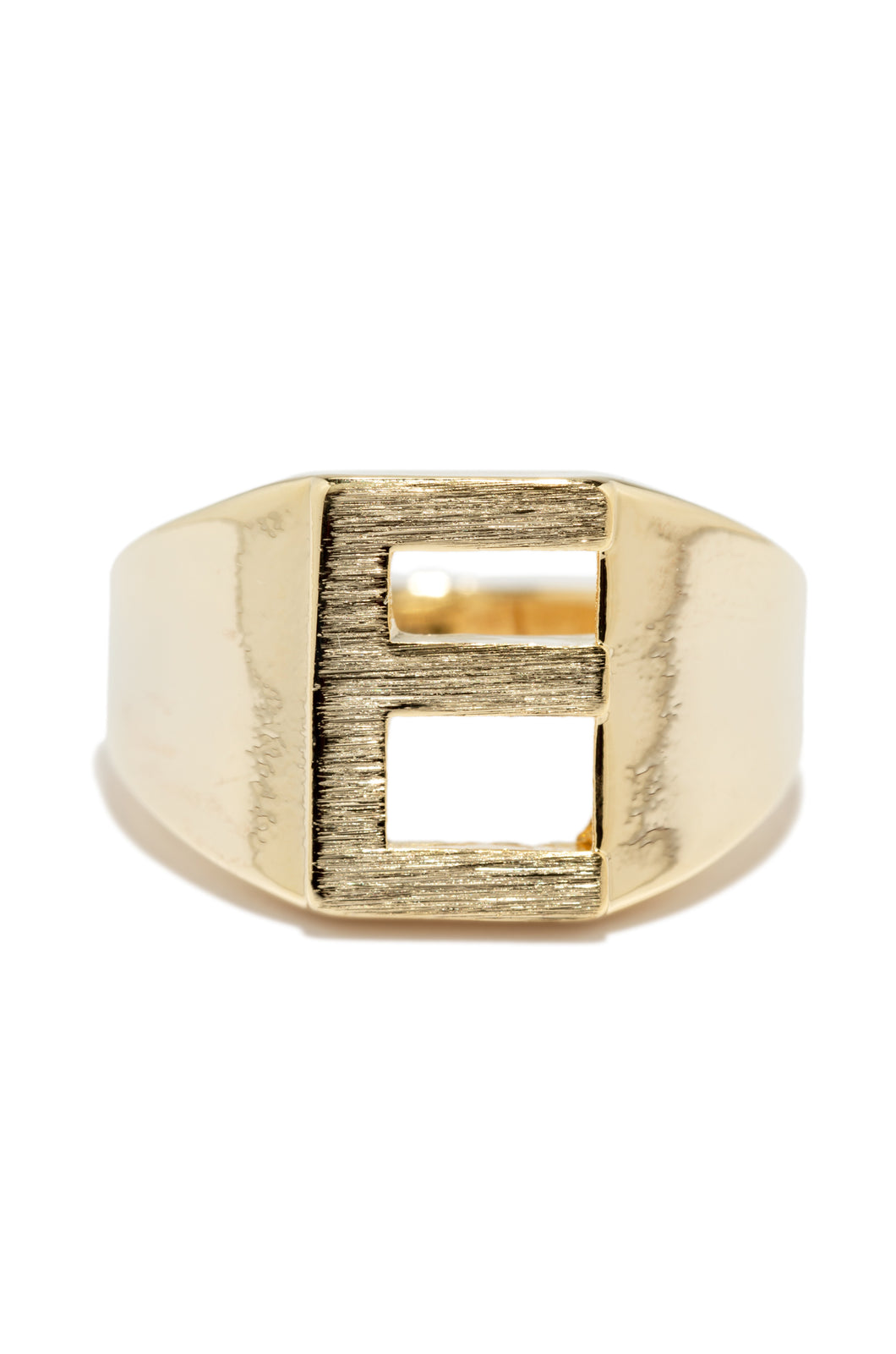 e initial gold ring