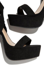 Load image into Gallery viewer, black strappy platform heel  
